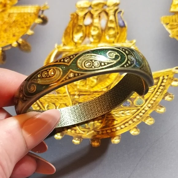 Pierre Bex Style Art Deco Revival Hinged Bangle Bracelet - Picture 5 of 8